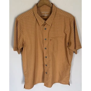 Eddie Bauer Sport Orange Button Up SS Shirt w/Zip Pockets Mens L - Picture 1 of 3