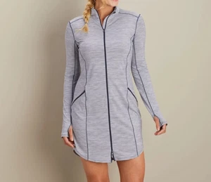 Túnica Duluth Trading Co Talla XL Rayas Pier Genius Natación Cubrir Agujeros para Pulgar UPF - Imagen 1 de 14