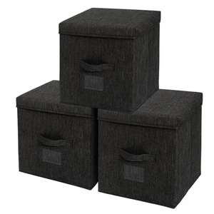 3 Pack 13 Inch Cube Storage Bins with Lids - Collapsible Kallax Cubes Foldable - Picture 1 of 9