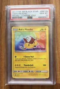 2017 Pokémon Sun Moon Black Star SM108 Ash’s Pikachu Promo Card PSA 10 - Picture 1 of 2