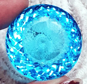 Certified Blue Topaz 148.20 Ct Loose Gemstone Excellent Round Cut - Picture 1 of 8