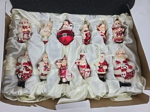 Frontgate Christmas Ornament Set Of 12 Santas Glass, In Original BOX 2017 - Picture 1 of 24