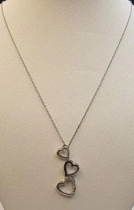 Collar de tres corazones de plata de ley y diamantes para mujer - Imagen 1 de 10