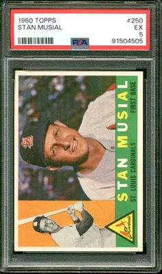 1960 Topps #250 Stan Musial Cardinals Hof PSA 5 centrado Foto 1 de 2