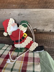 Vintage Hanging Santa Claus & Mrs. Claus Outdoor Wood Decorations - Picture 1 of 13