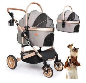 Pet Stroller with 4 Wheels, Foldable Pet Travel Carrier for Small/Medium Dogs... - Picture 1 of 3