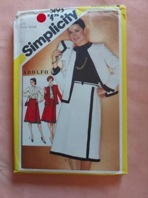 Simplicity 5193 Vintage Misses' Skirt, Blouse, Jacket Pattern by Adolfo Size 10 - Image 1 of 2