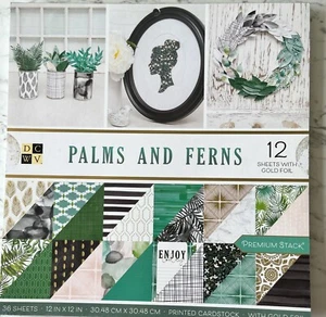 36 Sheets. Palms & Ferns coloured Craft Paper - Colour Origami Paper - Foto 1 di 13