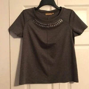 Prinzessin Vera Wang Größe M grau Oberteil Schmuck Shirt Rundhals Pullover - Bild 1 von 7