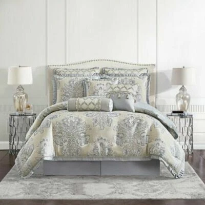 Croscill Loretta Linen 7pc King Comforter Shams Bedskirt & Euro Shams Set NIP - Image 1 of 4