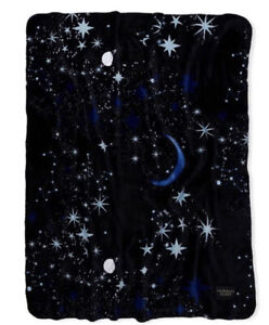 Victoria’s Secret Celestial Navy Blue Moon & Stars Sherpa Throw Blanket