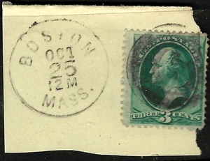 BOSTON NEGATIVE NUMBER 6 Fancy Cancel 3 Cent Washington Banknote 1871 US 75E27 - Picture 1 of 2