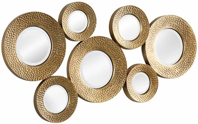 Wand Deko groß gold farben Wandbild Deko Objekt Kreise Spiegel Leonique 102 x 52 - Bild 1 von 4