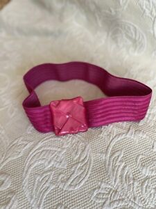 Vintage 1980s Barbiecore Hot Pink Elastic Waist Belt With Pink Plastic Buckle