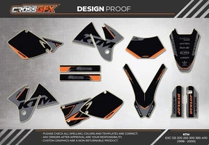 1998 1999 2000 Graphics Kit for KTM EXC 125 200 250 300 380 400 Decals Stickers - Picture 1 of 6