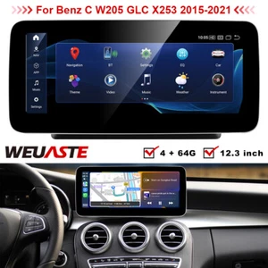 4GB+64GB For Benz C W205 GLC X253 2015-2021 12.3'' Android Car GPS Navi Carplay - Foto 1 di 12