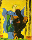Toile abstraite vintage signée Max Ernst, art moderne 20ème siècle