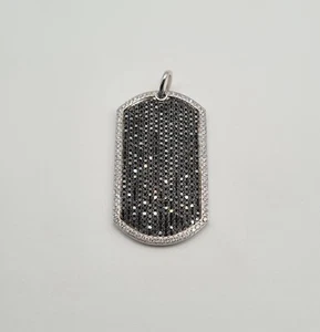 Pendentif or blanc 18 carats serti de diamants noirs et blancs - Picture 1 of 7