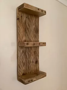 Rustic Wooden Shelves Wood Shelving Display Floating Shelf Wall Mounted 3 Tier - Picture 1 of 7