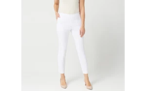 Pantalones Susan Graver Petite Ultra Elásticos con Costura Lateral Blanco P14 A347243 - Imagen 1 de 4