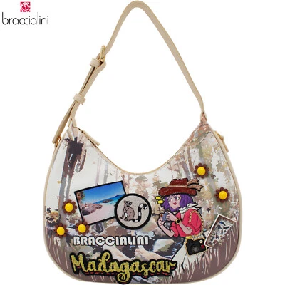 Braccialini Diseñador Creativo Beige Hobo Bolso Monedero Tema: Viaje a Madagascar Foto 1 de 4