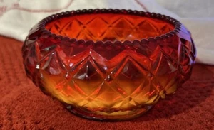 fenton amberina Rose Bowl With scallopedEdges 3” Tall X 4” D quilted diamond  - Picture 1 of 10