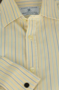 Joseph Turner Herren gelb blau gestreift Luxus Baumwolle Anzughemd 15 x 33 - Bild 1 von 4