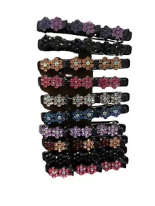 Sparkling Crystal Embellished Braided Hair Clips Assorted Styles 10 Clips - Picture 1 of 12