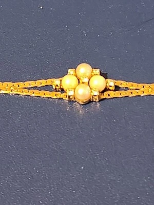 14K Yellow Gold Pearl & Diamond Bracelet 7.6g - Image 1 of 4