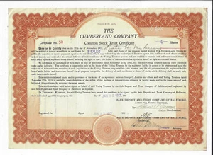 MARYLAND? 1917 The Cumberland Company Stock Certificate #50 - Picture 1 of 2