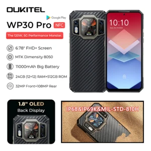 Oukitel WP30 Pro 5G Rugged Phone 11000mAh 120W Charge 24G+512GB 120Hz 108MP IP68 - Foto 1 di 13