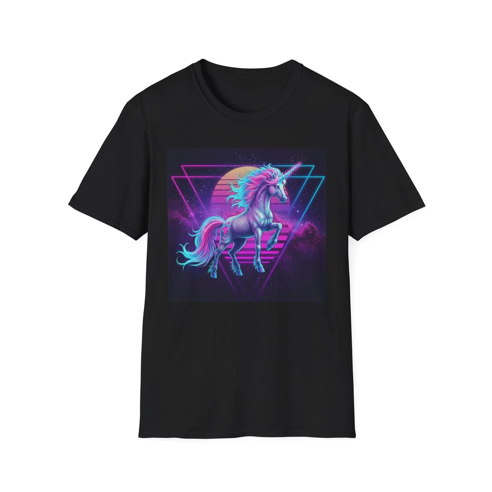 Unicorn T-Shirt - Retro 80's, Vintage Rainbow Tee-Shirt   - Image 1 of 1