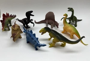 Lot of 8 Mixed Toy Plastic Rubber Dinosaurs. Tallest Around 4”. - Picture 1 of 12
