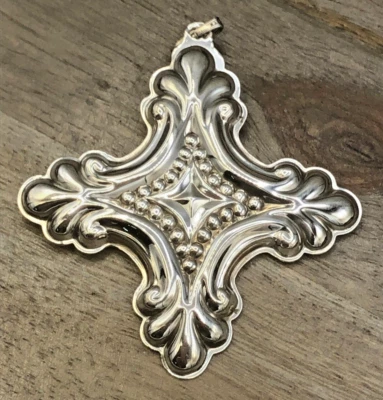 Croce di Natale annuale 1990 argento sterling Reed & Barton, con scatola - Immagine 1 di 4