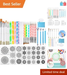 Augshy 58PCS Mandala Dotting Tools Set - Rock Painting Kit with Waterproof Bag - Picture 1 of 8