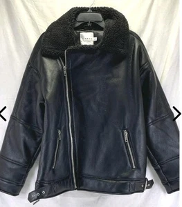 Topman Kunstleder Lammfell Schwarz Herren Gr. M Fliegermantel Full Zip - Bild 1 von 4