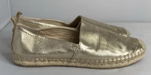 Sam Edelman Khloe Women’s Size 9.5 Slip-On Shiny Gold Leather Espadrilles Shoes - Picture 1 of 8