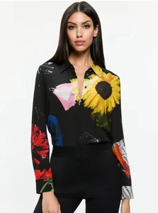Alice + Olivia Women’s Willa Floral Silk Button-Up Shirt Sz: XS Azalea Floral - Picture 1 of 6