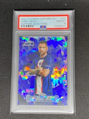 2022 Topps Chrome Sapphire UEFA Lionel Messi Selections #SS-1 PSA 10 - Image 1 of 2