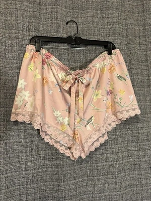 Pantalones Cortos para Dormir Flora Nikrooz - Rosa Floral y Pájaros Sensación Satinada Borde de Encaje XL Foto 1 de 4