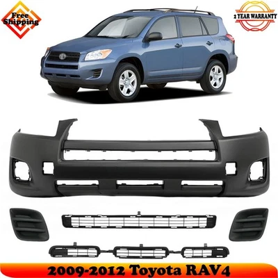 Front Bumper Cover Paintable & Fog Lights Cover Kit For 2009-2012 Toyota RAV4 Foto 1 de 4