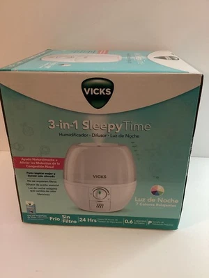 Vicks 3-in-1 Sleepy Time Humidifier Diffuser Nightlight, White New - Image 1 of 3