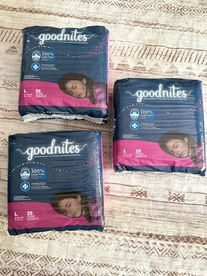 Goodnites девочек ночное недержание мочи нижнее белье обучение - большой - 3 упаковки по 25 - Изображение 1 из 4