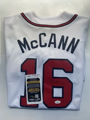 Camiseta deportiva de béisbol auténtica firmada autografiada por Brian Mccann de los Atlanta Braves MLB certificado de autenticidad Foto 1 de 4