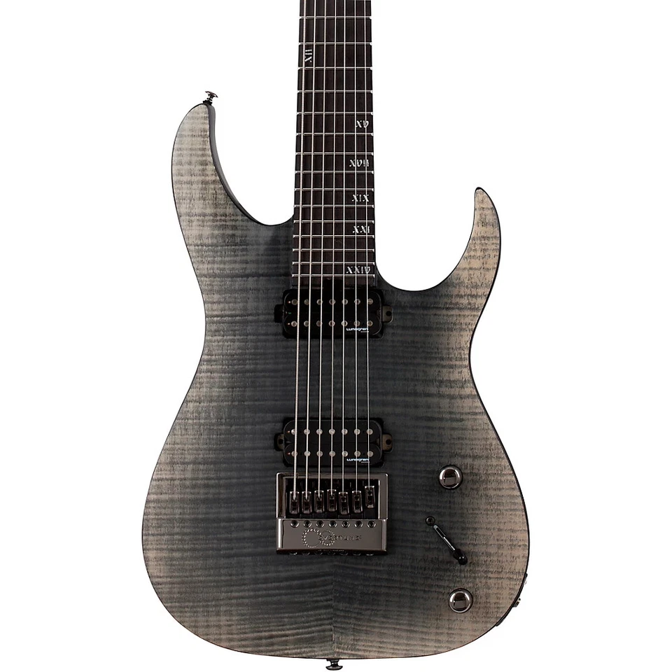 Schecter 1415 Banshee Mach-7 Evertune 7-string Guitar Ebony Fallout Burst