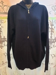 CHARTER CLUB LUXURY 2 PLY 100% CASHMERE ADMIRAL NAVY ZIP-UP HOODIE CARDIGAN XL - Picture 1 of 9