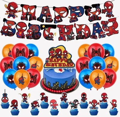 Juego de suministros y decoraciones para fiestas de cumpleaños Spider-Man Foto 1 de 2