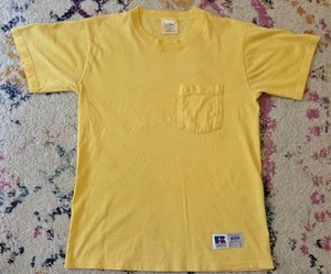 Vintage 90er LL Bean Russell sportlich hoch Baumwolle gelb Tasche T-Shirt Herren Small - Bild 1 von 9