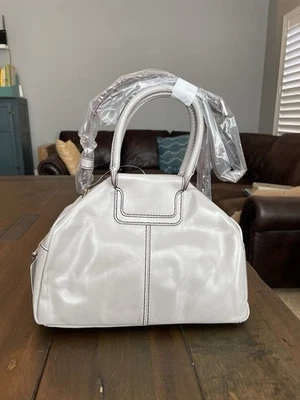 HOBO Sheila Drop Handle Satchel In Polished Leather - Light Grey NWT Retail $278 - Image 1 of 4