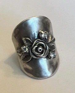 Noa Zuman Ring Womens Sz 7.5 Ornate Rose Floral 925 Sterling Silver Israel Mad - Picture 1 of 11